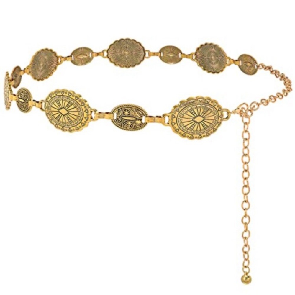 Women Boho Metal Chain Belt Adjustable Waist Belt for Jeans Dresses Costume